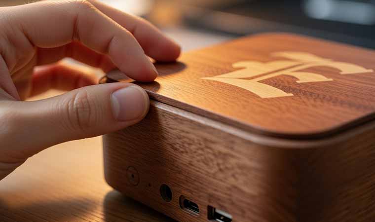 mini PC bois massif Lettre